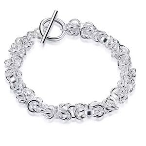 925 Silver Plated Rounded Byzantine Bracelet